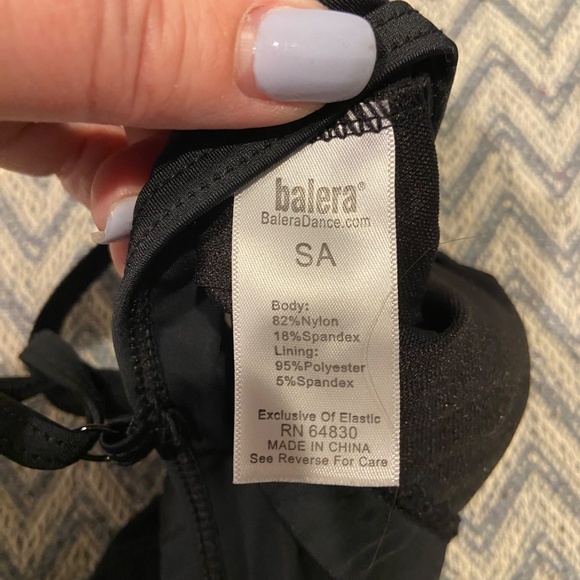 Balera Black Competitive Camisole Bra Top Sz Adult Small - Picture 4 of 4